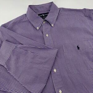 Ralph‎ Lauren Purple Plaid Long Sleeve Button Down Dress Shirt Men's 16 32/33